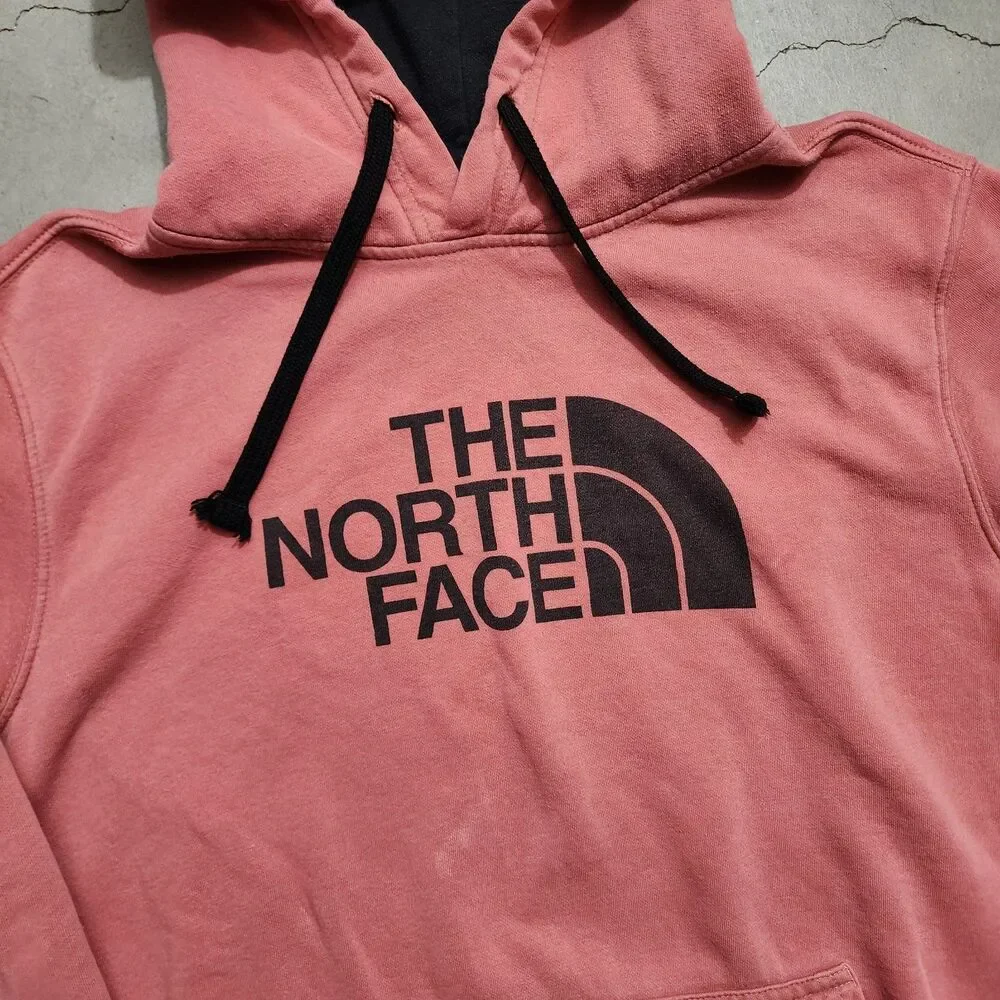 THE NORTH FACE Sweater Mens Large Red Spell Out Pullover Hoodie Hiking Outdoor